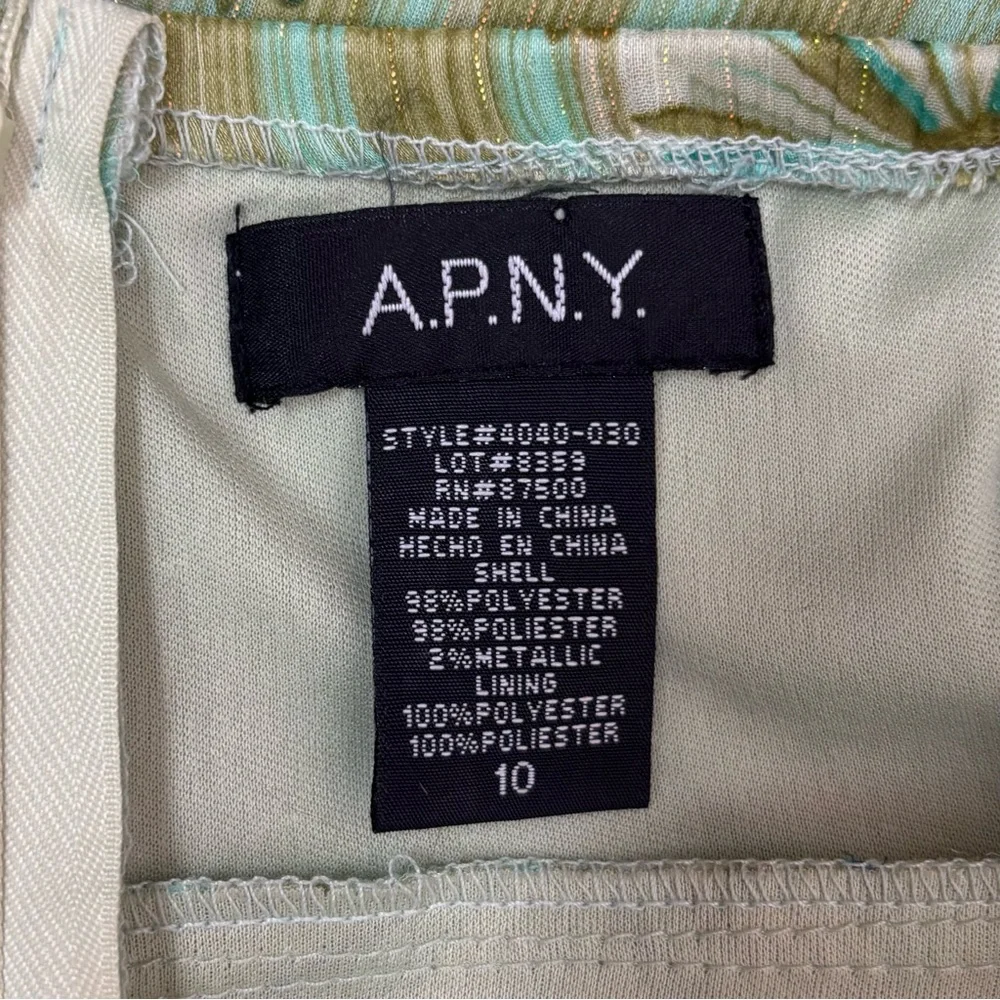 A.P.N.Y Halter Midi Dress Size 10 Green Floral Gold Metallic Fairy Y2K - Picture 6 of 7